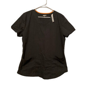 Scrubstar Womens Scrub Black Top Pockets V-Neck Shirt Nurse Short Medical‎ L